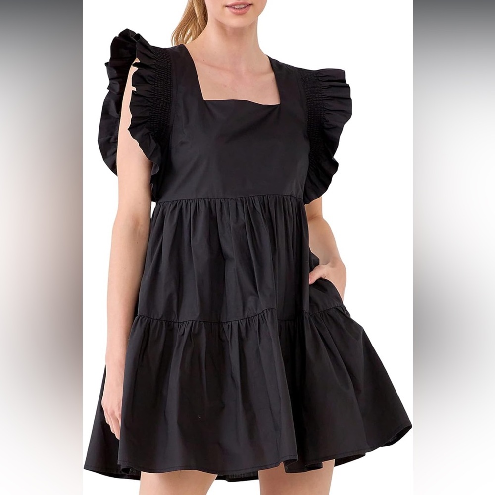 English factory Black Ruffle Dress NWT - Picture 5 of 7